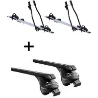 VDP 2x Fahrradträger SAGITTAR + Relingträger Quick Stahl L kompatibel mit für Hyundai Santa Fe ab 2013