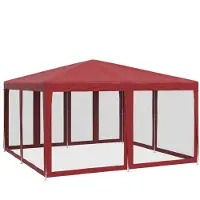 vidaXL Partyzelt mit 8 Mesh-Seitenteilen Rot 4x4 m HDPE