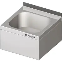 Stalgast Handwaschbecken zur Wandmontage, 400x410x240 mm, mit dreiseitiger Beckenblende, mit Aufkantung, verschweißt