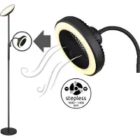 Globo Lighting LED Standventilator Stehleuchte DAVYD, Metall, Schwarz, Touchdimmer, H 178 cm