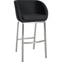 CLP Barhocker Rockhill Filz Vierfußgestell Edelstahl belastbar bis 150 kg | Farbe anthrazit Gestell Farbe edelstahl