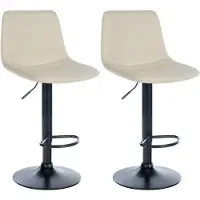 CLP 2er Set Barhocker Lex mit Kunstlederbezug creme Material Gestell Metall matt schwarz