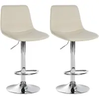 CLP 2er Set Barhocker Lex mit Kunstlederbezug creme Material Gestell Metall in Chromoptik