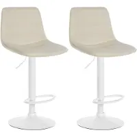 CLP 2er Set Barhocker Lex mit Kunstlederbezug creme Material Gestell Metall matt weiss