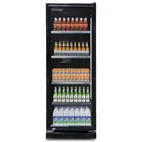 Orange Getränkekühlschrank 230L, komplett schwarz, LED-Beleuchtung