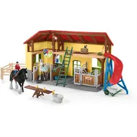 Schleich 42485 Farm World Pferdestall - Mit 7 Tieren, 2 Pferdeboxen, Bauer Paul und Bäuerin Laura - Ab 3 Jahren