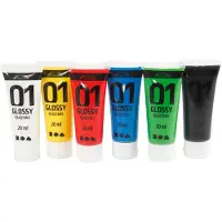 Creativ Company Acrylfarbe für Kidneren Glossy Standard Colors, 6x20ml