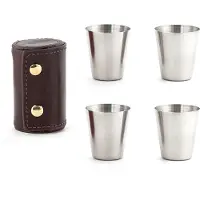 Kikkerland - Shot Glasses With Leather Case