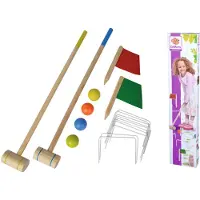 Simba Outdoor Krocket, mit 2 Schlägern und 4 Kugeln, inkl. Start/Ziel Fahne und 10 Toren, aus Ki
