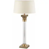 Demotex GmbH Luxus Barock Tischleuchte Messing mit Patina / Creme H. 70 cm