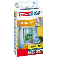 TESA Fliegengitter Comfort Insektenschutz Fenster ohne Bohren grau 1,3 x 1,5 m