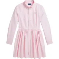 Ralph Lauren für Mädchen. 313934179001 Hemdkleid aus rosafarbenem Oxford-Baumwollstoff (9años= 140/142cm), Lässig, Baumwolle, Langarm,