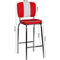 FineBuy 2er Set Barhocker American Diner Rot 50er Jahre Retro Barstuhl Sitzfläche mit Rücken-Lehne Fußstütze Sitzhöhe 76 cm