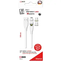 2GO 797317, 1 m, USB B, USB C/Micro-USB B/Lightning, Weiß