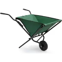 Relaxdays Schubkarre faltbar, HxBxT:66x64x112cm, Stahl, Polyester, 56l, bis 30kg, platzsparend, Gartenkarre, grün