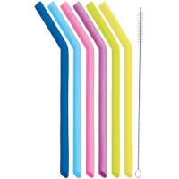 Kitchencraft Kcsilstraw7pc Set Silicone Straws With Cleaning Brush Durchsichtig