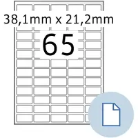 Herma Blattetiketten 8465, permanenthaftend, bedruckbar, B 38,1x H 21,2 mm, Papier, weiß, 32500 Stück/500 Blatt