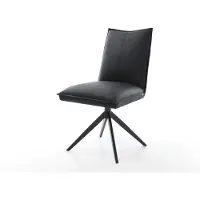 DELIFE Drehstuhl Lelio-Flex Echt-Leder Schwarz Kreuzgestell breit Schwarz 360° drehbar Wippfunktion Taschenfederkern