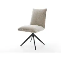 DELIFE Drehstuhl Lelio-Flex Webstoff Soft Beige Kreuzgestell breit Schwarz 360° drehbar Wippfunktion Taschenfederkern