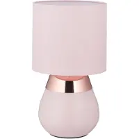 Relaxdays Nachttischlampe mit Touch, Tischlampe Wohn- & Schlafzimmer, Stoffschirm, E14, HxD: 32x18 cm, Touchlampe, rosa