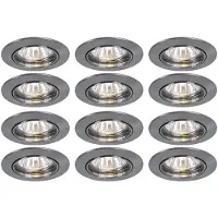 Etc-shop 12x Einbaustrahler, rund, silber, 8,3 cm, PREMIUM LINE