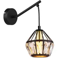 Globo Wandleuchte, Metall, Schwarz-matt, Messing, H 25 cm