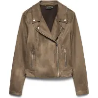 Vero Moda Bikerjacke "VMJOSE SHORT FAUX SUEDE JACKET GA NOOS" mit asymetrischem Reißverschluss