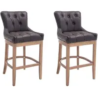 CLP 2er Set Barhocker Lakewood Echtleder gepolstert braun Gestell Farbe antik-hell