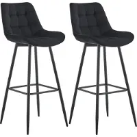 CLP 2er Set Barhocker Dartford | Farbe schwarz Material Samt