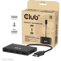 Club 3D CLUB3D Quad DisplayPort Hub – 4 x 4K Resolution @ 30Hz, MST Support, DisplayPort, 4x DisplayPort, 3840 x 2160 Pixel, 4K Ultra HD, 30 Hz, 1.4/2.2