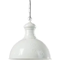 Beliani Hängeleuchte Cremeweiß Metall Halbkugel Blumenmuster Retro Stil
