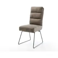 DELIFE Esszimmerstuhl Pela-Flex Mikrofaser Taupe Vintage Kufengestell Schwarz Taschenfederkern