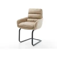 DELIFE Freischwinger Abelia-Flex mit Armlehnen Mikrofaser Beige Vintage Freischwinger flach Schwarz
