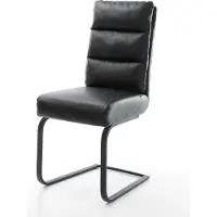 DELIFE Freischwinger Pela-Flex Echt-Leder Schwarz Freischwinger flach Schwarz Taschenfederkern