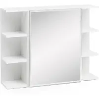 Wohnling Hängeschrank WL5.754 Weiß 80x64,5x20cm Spanplatte Spiegelschrank Modern Badregal Freischwebend Schränkchen mit Spiegel Badezimmerschrank Holz