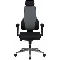Amstyle Bürostuhl QENTIN schwarz/grau Schreibtischstuhl Stoffbezug Chefsessel Drehstuhl Synchronmechanik Kopfstütze