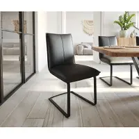 DELIFE Freischwinger Lelio-Flex Echt-Leder Schwarz Freischwinger flach Schwarz Taschenfederkern