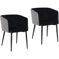 HTI Destin Stuhl 2er-Set, Grau, gepolstert, mit Armlehnen, gemusterte Rückenlehne, 58x73x56 cm