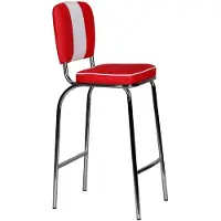 FineBuy Barhocker Rot American Diner 50er Jahre Retro Barstuhl Sitzfläche mit Rücken-Lehne Fußstütze Sitzhöhe 76 cm