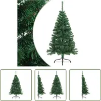The Living Store Künstlicher Halb-Weihnachtsbaum mit Ständer Grün 150 cm PVC