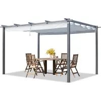 TOOLPORT PRIMEYARD Pergola 3x4 m Terrassenüberdachung mit grauem Schiebedach Stahlrahmen