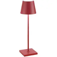 Zafferano Poldina Pro Kabellose wiederaufladbare LED-Tischlampe, Touch-Dimmer, 2700 K - 3000 K, IP65, für den Innen- und Außenbereich, H. 38 cm, Rot