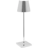 Zafferano Poldina Pro LED-Tischleuchte aus poliertem Chrom, wiederaufladbar und dimmbar mit einer Akkulaufzeit von bis zu 12 Stunden