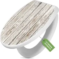 Banjado Toilettendeckel weiß mit Absenkautomatik und Motiv Weißes Holz [TDW 12164]