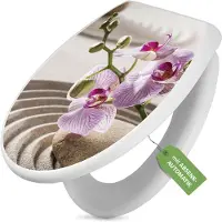 Banjado Toilettendeckel weiß mit Absenkautomatik und Motiv Zen Relax [TDW 12120]