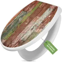 Banjado Toilettendeckel weiß mit Absenkautomatik und Motiv Buntes Holz [TDW 12140]