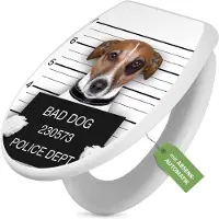 Banjado Toilettendeckel weiß mit Absenkautomatik und Motiv Bad Dog Jack Russel [TDW 10652]