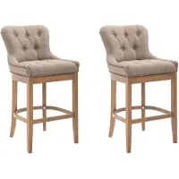 CLP 2er Set Barhocker Lakewood Stoff gepolstert | Farbe taupe Gestell Farbe antik-hell