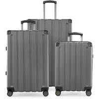 Hauptstadtkoffer Q-Damm - Kofferset 3-teilig, Gepäck-Set (S+M+L) Koffer Hartschale robust, 4 Rollen Erweiterung, Kabinentrolley + Aufgabegepäck, TSA,Silber