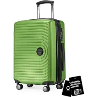 Hauptstadtkoffer Mitte - Handgepäck-Koffer + digitaler Gepäckanhänger Kofferschild, Kabinentrolley XL-Erweiterung Bordgepäck Hardcase Handkoffer Flugzeug Carry-On 55 L TSA,Apfelgruen